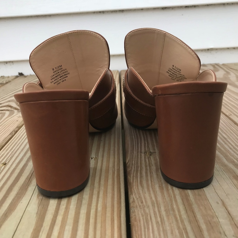 Nine West Women Sandal Gerri Peep-Toe Leather Mule - Picture 3 of 8